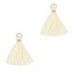 Ibiza style Tassel 1.5cm Silver - almond oil white